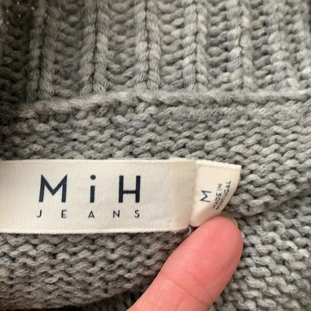 M.i.H Jeans London Gray & Navy Wool Knit Button Up Forest Tree Cardigan Sweater